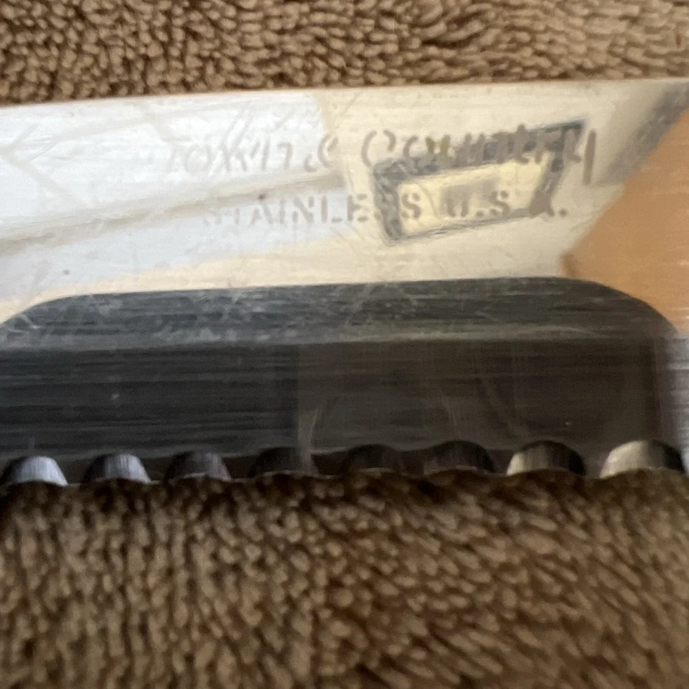 2 Vintage Towne & Country Stainless Serrated Kitchen Knives and Fork Made in USA